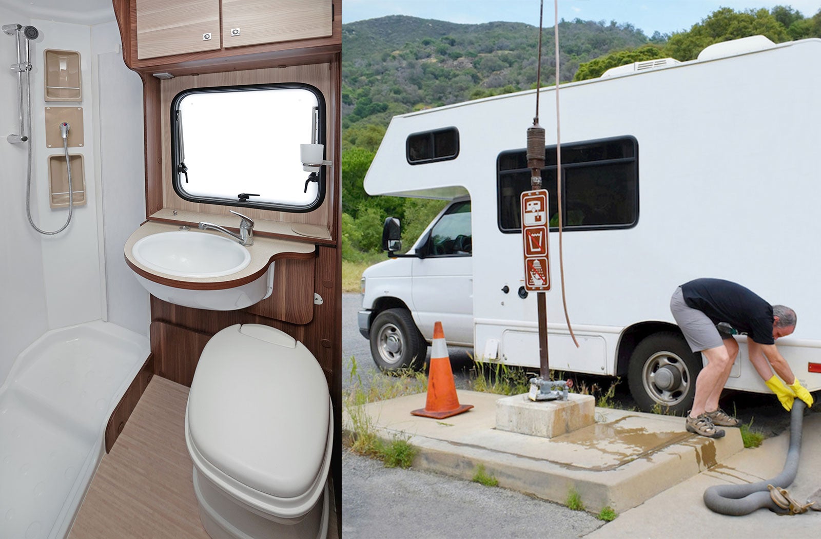 Portable RV/camper toilet and holding tank setup in Pontotoc, Mississippi